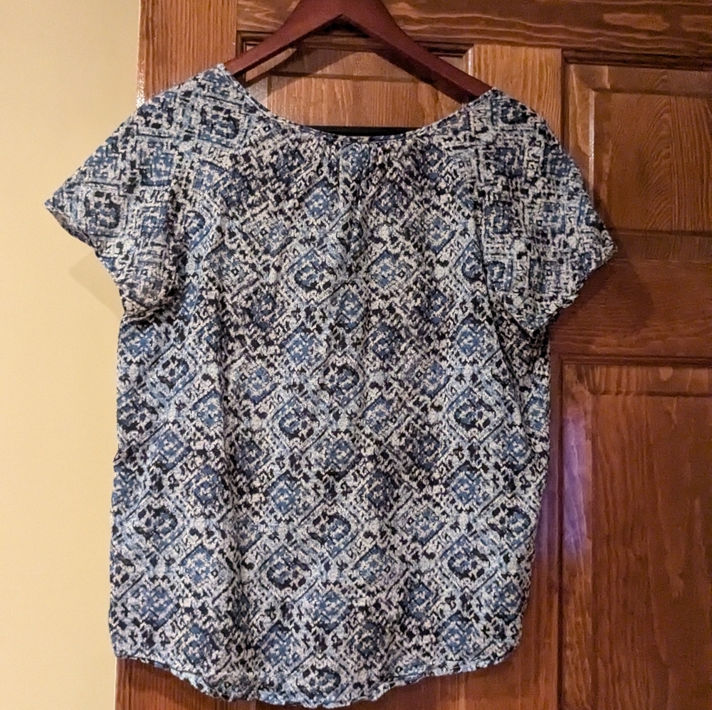 Blue and white blouse